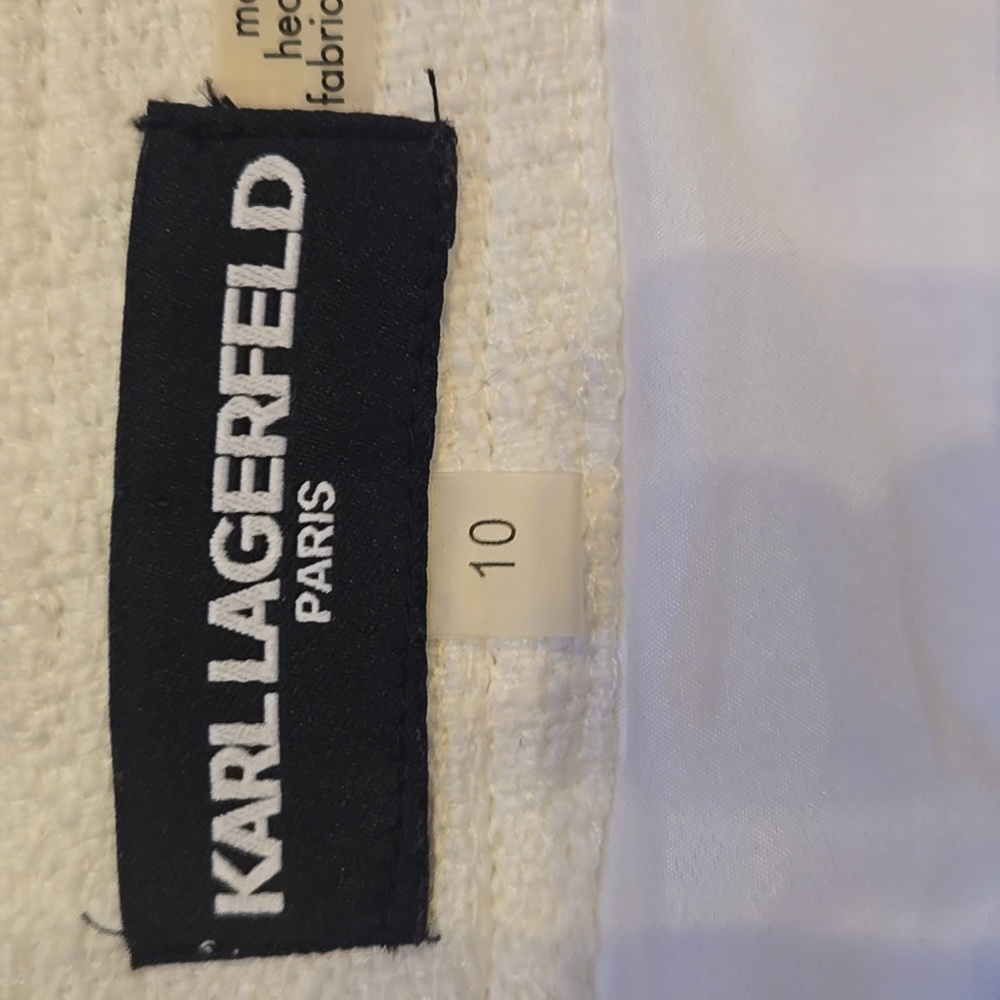 Karl Lagerfeld Paris White Fringe Edge Skirt - Picture 3 of 10